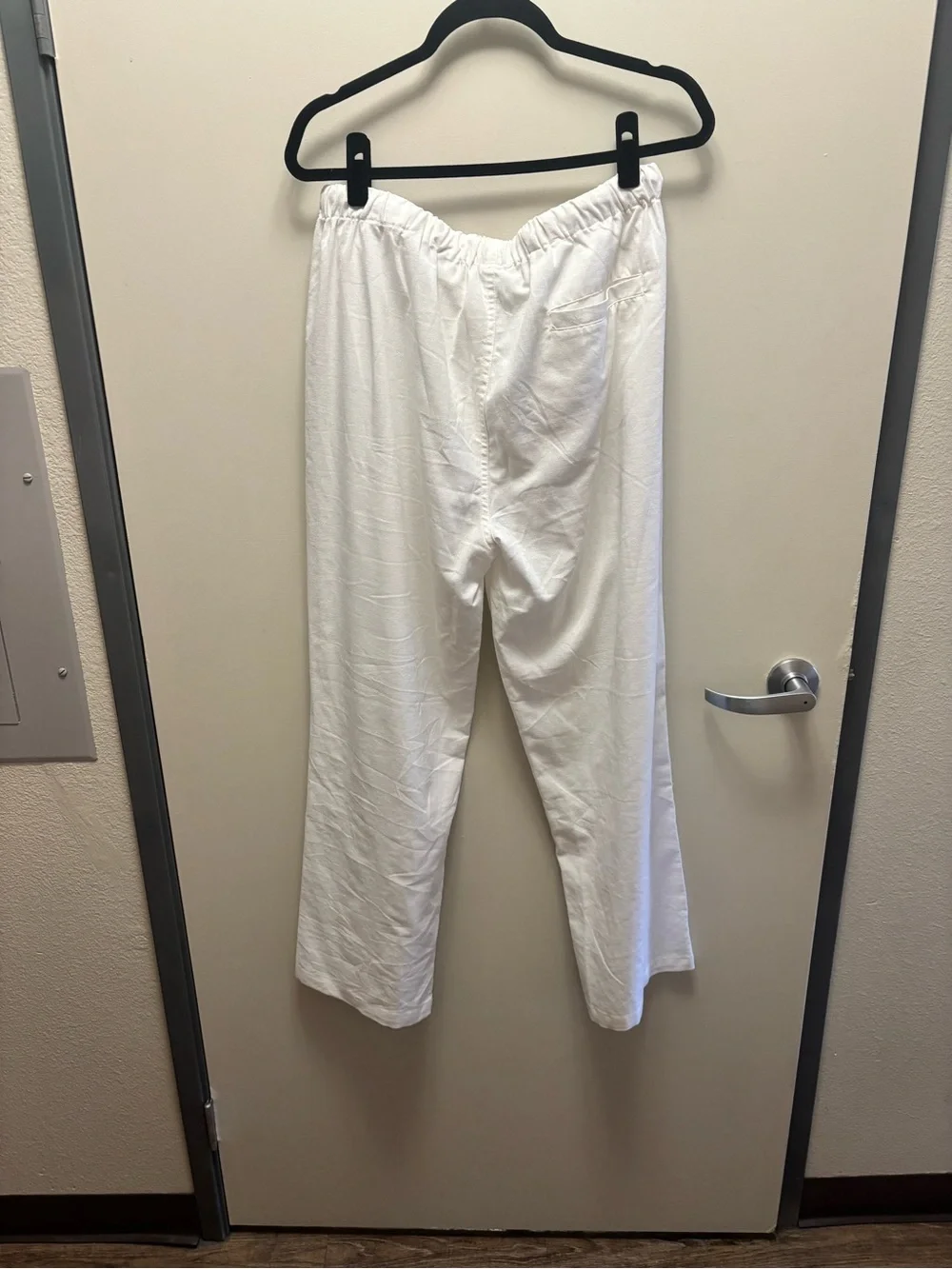 Calvin Klein white Elastic Waist Linen-Cotton Pants - Picture 4 of 6